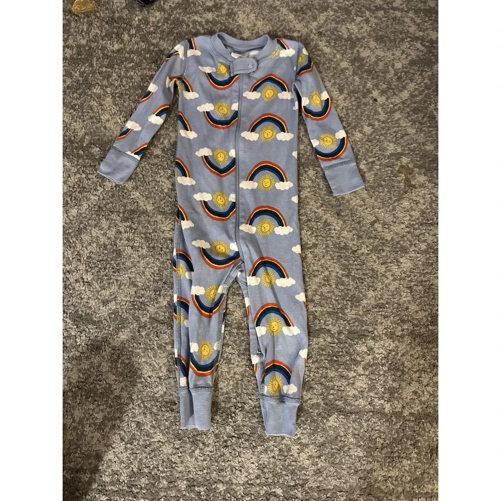 Hanna Andersson Pajamas Multicolor Arches Rainbows Zip Up Size 2 Light Blue